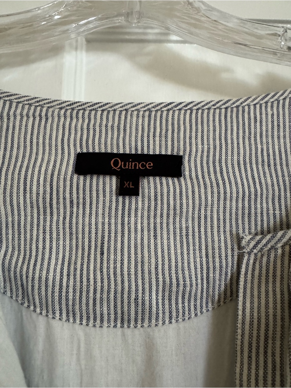 Quince - 100% European Linen Tiered Maxi Dress, Blue Pinstripe - Picture 3 of 9